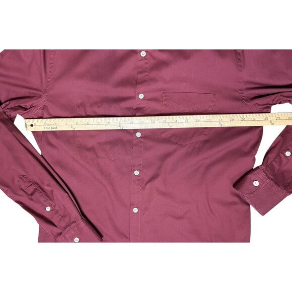 J. Lindeberg Button Down Shirt Slim Fit Men's Large Dani Twill Oxford Burgundy - Picture 8 of 11
